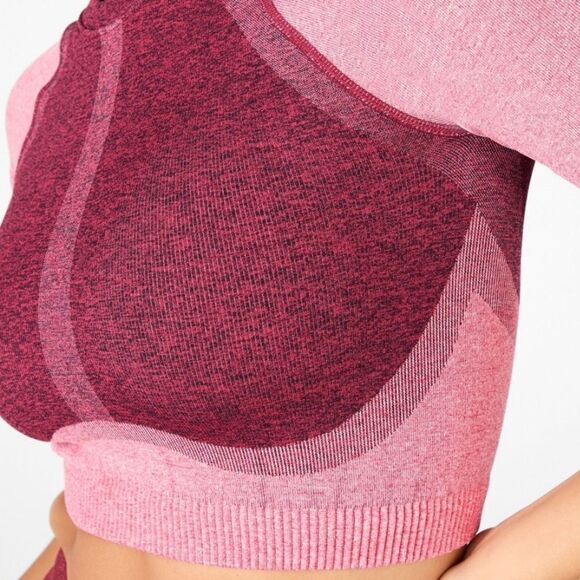 Fabletics Helena Seamless Crop Top Pink Heather Multi Short Sleeve Size Small - Picture 5 of 6